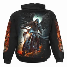Unisex Pullover Hoodie: Night Rider (Black) (Back & Sleeve Print) thumbnail