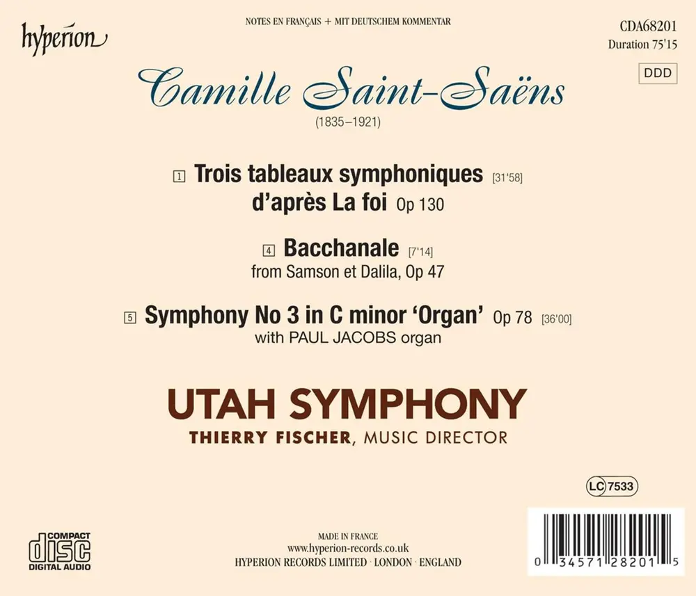 SAINT-SAENS: SYMPHONY NO. 3 IN C MINOR OP. 78 'ORG