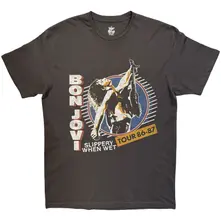 Unisex T-Shirt: Slippery When Wet Tour '86-'87 (Charcoal Grey) (Back Print) thumbnail