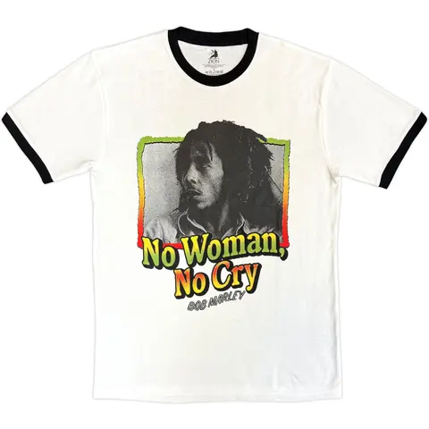 Unisex Ringer T-Shirt: No Woman, No Cry (White)
