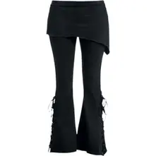 Ladies Boot Cut Leggings with Micro Skirt: Plain (Black) (Blank) thumbnail