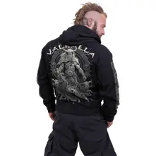 Unisex Pullover Hoodie: Valhalla (Black) (Back & Sleeve Print) thumbnail