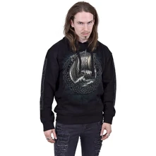 Unisex Pullover Hoodie: Viking Norseman (Black) (Back & Sleeve Print) thumbnail