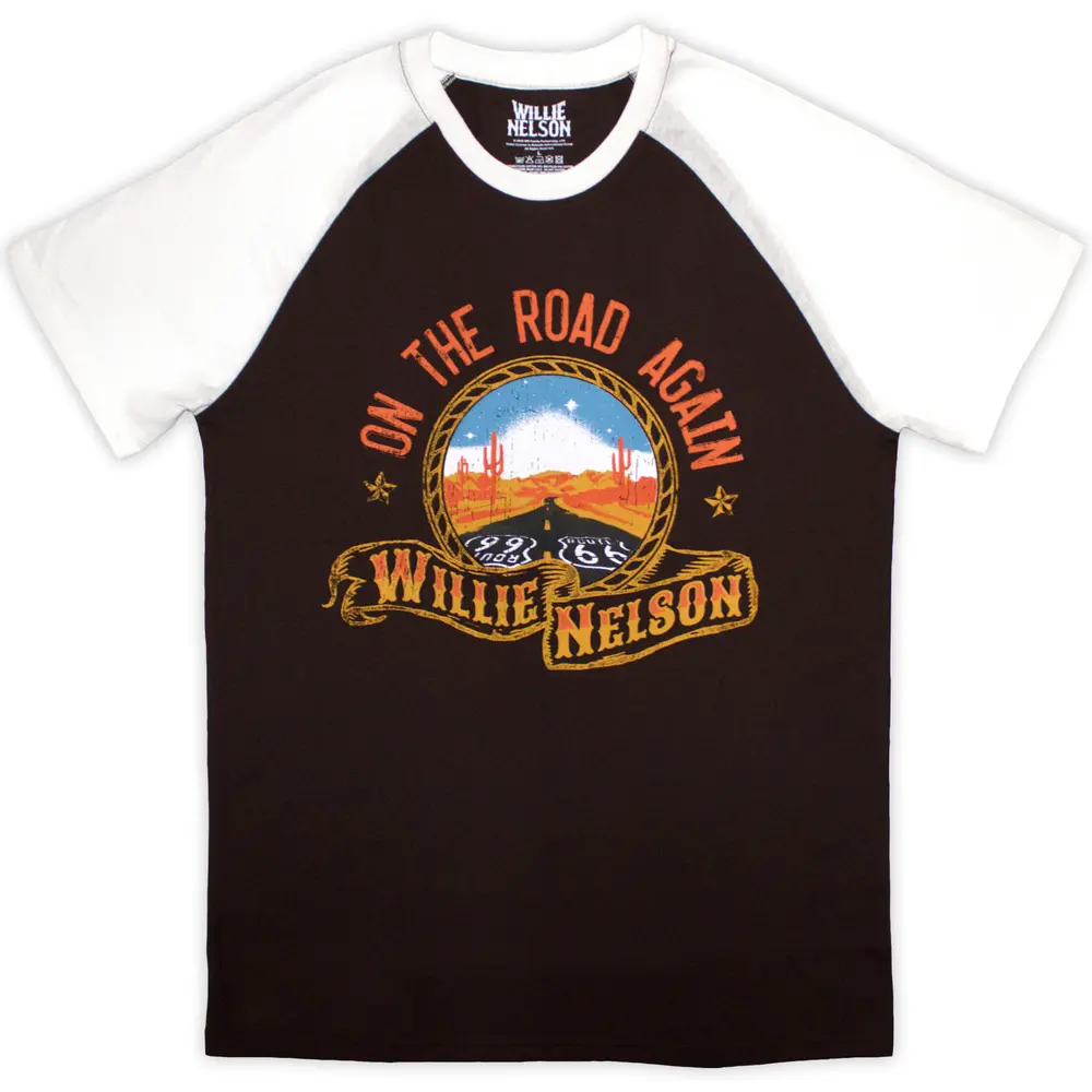 Unisex Raglan T-Shirt: Route 66 (Brown & White)
