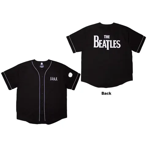 Unisex Baseball Jersey: Apple Logo / Walking (Black) (Back Print)