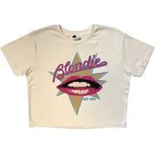 Ladies Stone Wash Crop Top: Lips (White) thumbnail