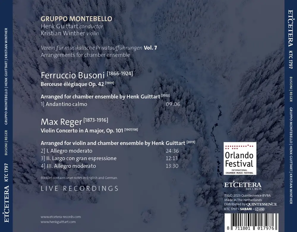 FERRUCCIO BUSONI & MAX REGER: BERCEUSE ELEGIAQUE OP. 42/VIOLIN CONCERTO IN A MAJOR OP. 101