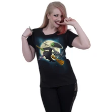 Ladies Boatneck Cap Sleeve T-Shirt: Marge Witch (Black) thumbnail