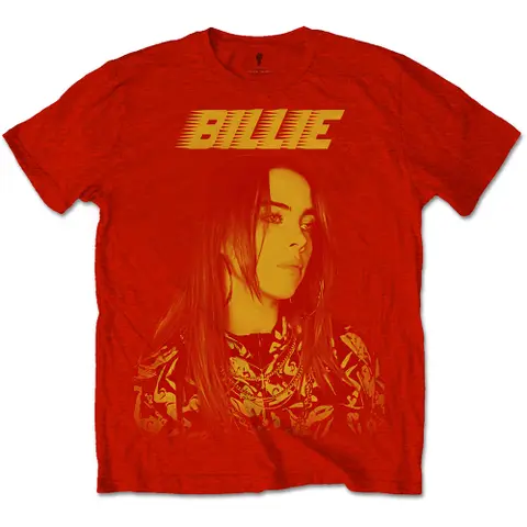 Billie Eilish – Tričko Racer Logo Jumbo (Červená), Muž, Unisex, Červená
