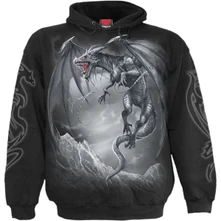 Mikina Unisex Pullover Hoodie: Dragon's Cry (Black) (Back & Sleeve Print)