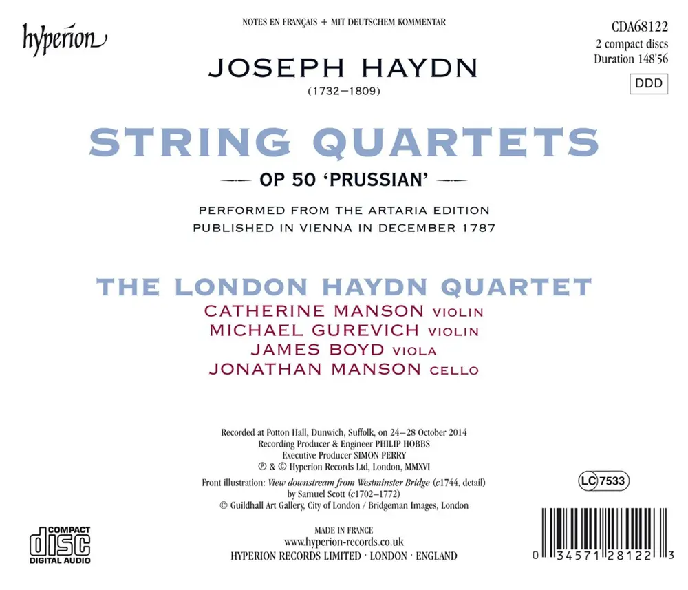 The London Haydn Quartet – HAYDN: STRING QUARTETS, OP. 50 "PRUSSIAN QUARTETS" (CD)