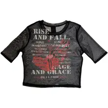 Ladies Mesh Crop Top: Rise & Fall (Black) (Back Print) thumbnail