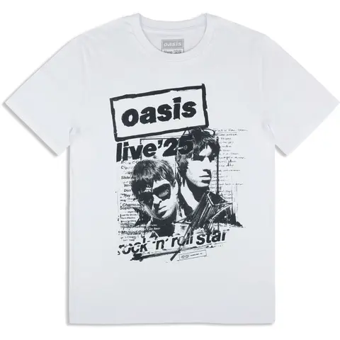 Unisex T-Shirt: Live '25 Rock N Roll Star (White) (Ex-Tour)
