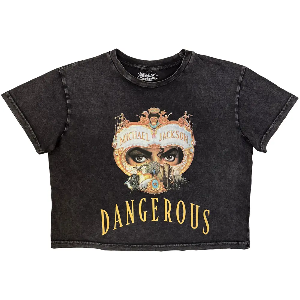Ladies Stone Wash Crop Top: Dangerous (Charcoal Grey)