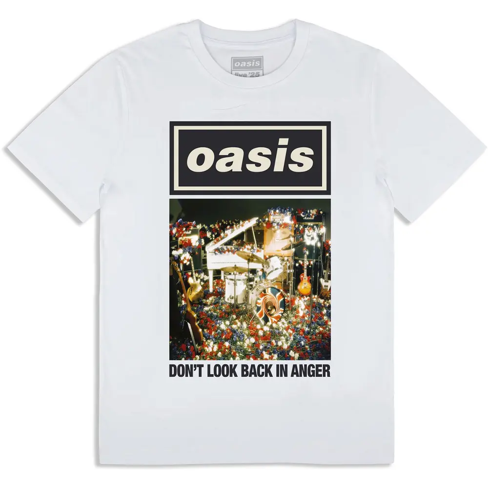 Unisex T-Shirt: Don't Look Back In Anger Single Cover (White) (Ex-Tour)