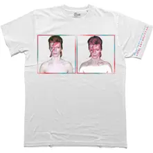 Unisex T-Shirt: Aladdin Sane Photos (White) (Back & Sleeve Print) thumbnail