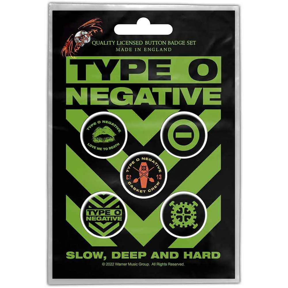 Type O Negative – Slow, Deep & Hard (Button Badge Pack) (Odznak)