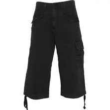 Unisex Vintage Long Cargo Shorts: Plain (Black) (Blank) thumbnail