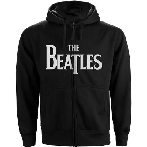 The Beatles – Mikina na zips Drop T Logo (Čierna), Unisex, Čierna
