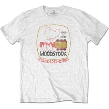 Woodstock, Tričko Peace Love Music, Unisex, Biela
