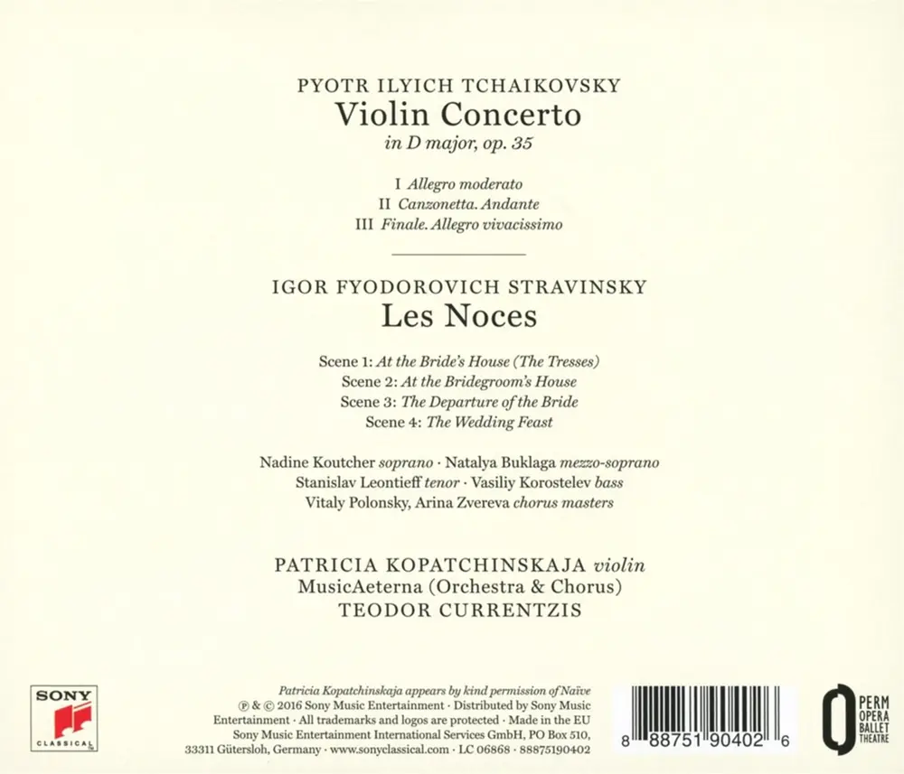 Tchaikovsky: Violin Concerto, Op. 35 - Stravinsky: Les Noces