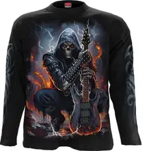 Unisex Long Sleeve T-Shirt: Death Rocker (Black) (Back & Sleeve Print) thumbnail