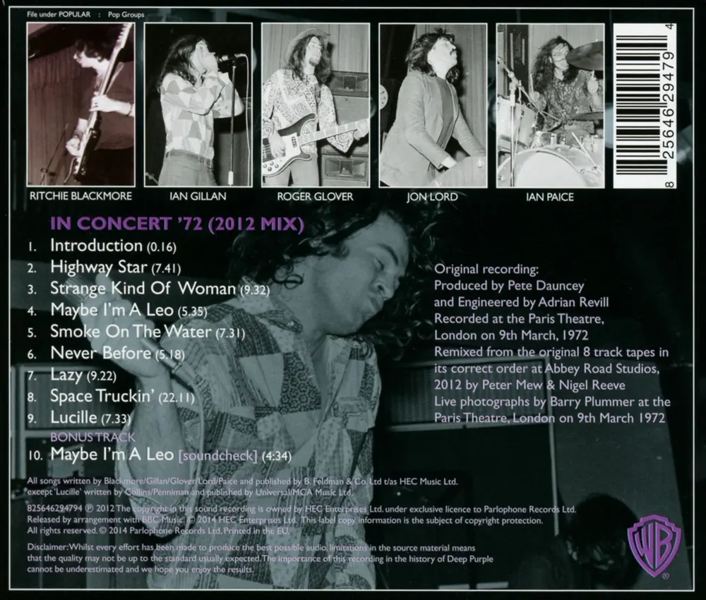 Deep Purple – In Concert '72 (2012 Remix) (CD)
