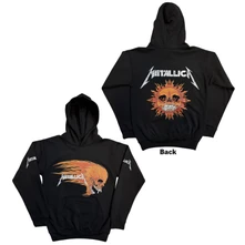 Metallica, Mikina Worn Pushead Flaming Skull, Unisex, Čierna