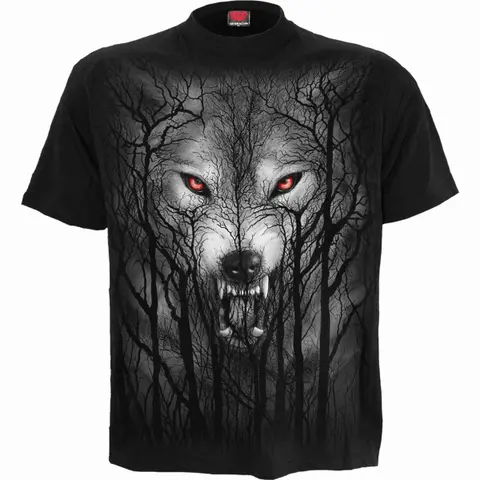 Unisex T-Shirt: Forest Wolf (Black) (Back Print)