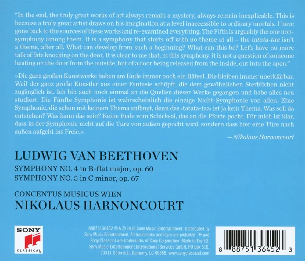 Nikolaus Harnoncourt – Zinman, David - Beethoven: Symphonies Nos. 4 & 5 (CD)