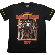 Kiss, Tričko Love Gun Stars, Unisex, Čierna