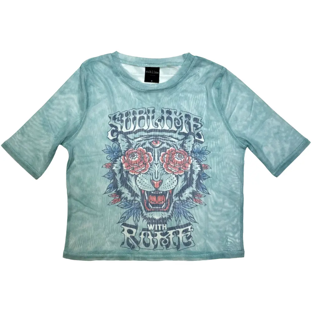 Ladies Mesh Crop Top: With Rome (Light Blue)